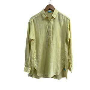 J McLaughlin Fallon Linen Tunic Blouse Yellow Coastal Chic Size Small